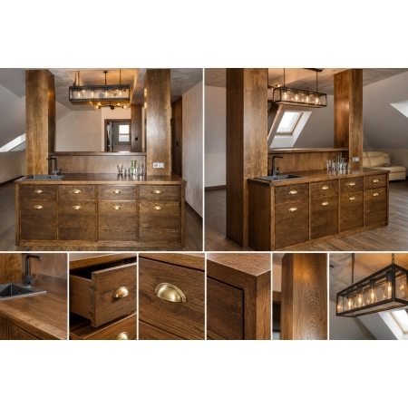 Barek dębowy i słupy z litego drewna dębowego 180 × 85-115 × 80 cm - barwiony